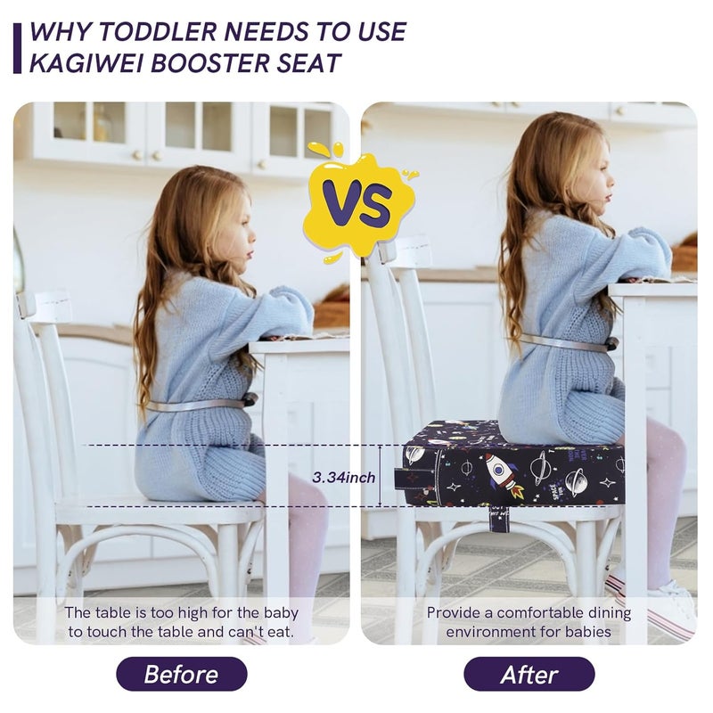 KAGIWEI Booster Seat for Kitchen Chair - Strong Support Toddler Booster Seat for Dining Table, Portable Booster Chair with Adjustable Elasticity Straps for Toddlers Eating Travel Home - Image 2